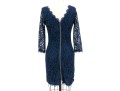Diane Von Furstenburg Classic Navy Blue Long Sleeve Lace Sheath, Size 4