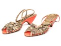 Walter Steiger Fun Orange Neon And Snakeskin Sandals, Size 37