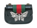 Gucci Stunning Black Leather Linnea Butterfly Bedazzled Clutch Bag