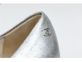 Chanel Striking Metallic Silver Leather Pumps, Size 36 1/2