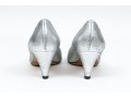 Chanel Striking Metallic Silver Leather Pumps, Size 36 1/2