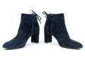 Stuart Weitzman Handsome Blue Suede Tie Back Side Zip Bootie, Size 8 1/2 M