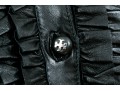 Tory Burch Beautiful Black Leather Ruffled Button Front Leather Jacket, Size 6