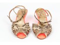 Walter Steiger Fun Orange Neon And Snakeskin Sandals, Size 37