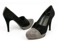 Stuart Weitzman Black And Grey Suede Platform Stiletto Pumps, Size 5.5