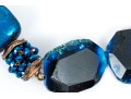Sarah Kennedy Stunning Chunky Blue Druzy, Agate And Bead Partial Torsade Necklace