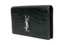 Saint Laurent Beautiful Black Crocodile Grained Leather Clutch