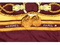 Hermès Paris Vintage Striking Burgundy And Gold Rope Motif Silk Scarf