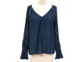 Ramy Brook Striking Navy Blue Studded Blouse, Size XS