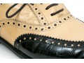 Chanel Classic Black And Tan Leather Wing Tip Saddle Shoes, Size 36 1/2