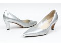 Chanel Striking Metallic Silver Leather Pumps, Size 36 1/2