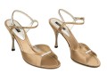 Dolce & Gabbana Bedazzled Champagne Beige Satin Sandals, Size 39