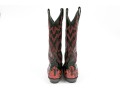 Panhandle Slim Fabulous Black Leather Cowboy Boots With Red Snake Patterning, Size 6