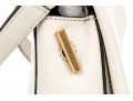 Sandro Contemporary Ivory Leather Flap Shoulder Bag, Chain Decorated Strap