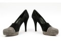 Stuart Weitzman Black And Grey Suede Platform Stiletto Pumps, Size 5.5