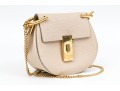 Chloe Chic Small Ivory Leather Flap Shoulder Bag, Chain Strap