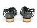 Chanel Beautiful Black Leather Flat Sandals, Camelia Tops, Size 36 1/2