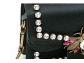 Gucci Stunning Mini Broadway Black Satin Bedazzled Shoulder Bag