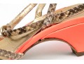Walter Steiger Fun Orange Neon And Snakeskin Sandals, Size 37