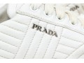 Prada Breezy White Leather Quilted Sneakers, Size 36 1/2