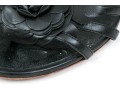 Chanel Beautiful Black Leather Flat Sandals, Camelia Tops, Size 36 1/2