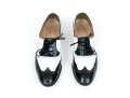 Salvatore Ferragamo Classic Black And White Leather Wing Tip Saddle Shoes, Size 36 1/2