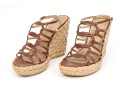 Stuart Weitzman Brown Leather And Hemp Wedge Ankle Strap Sandal, Size 5.5