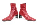 Stuart Weitzman Fun Reddish Burgundy Grained Patterned Back Zip Booties, Size 6 1/2 B