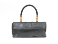 Gucci Vintage Black Leather Top Handle Bamboo Flap Bag, Copper Toned Hardware