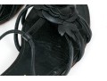 Chanel Beautiful Black Leather Flat Sandals, Camelia Tops, Size 36 1/2