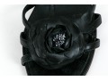 Chanel Beautiful Black Leather Flat Sandals, Camelia Tops, Size 36 1/2