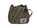 Fendi Fabric Small Logo Top Handle Bag, Leather Strap