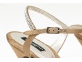 Dolce & Gabbana Bedazzled Champagne Beige Satin Sandals, Size 39