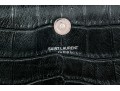 Saint Laurent Beautiful Black Crocodile Grained Leather Clutch