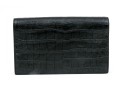 Saint Laurent Beautiful Black Crocodile Grained Leather Clutch