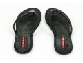 Prada Fun Textured Black Rubber Flip Flops, Size 38