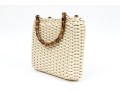 Gucci Lovely Woven Ivory Leather Bamboo Top Handle Bag