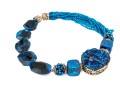 Sarah Kennedy Stunning Chunky Blue Druzy, Agate And Bead Partial Torsade Necklace