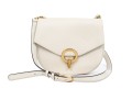 Sandro Contemporary Ivory Leather Flap Shoulder Bag, Chain Decorated Strap