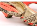 Walter Steiger Fun Orange Neon And Snakeskin Sandals, Size 37