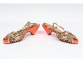 Walter Steiger Fun Orange Neon And Snakeskin Sandals, Size 37