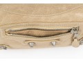 Balenciaga Striking Tan Leather Baguette Top Zip Shoulder Bag, Studded Accents