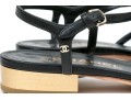 Chanel Beautiful Black Leather Flat Sandals, Camelia Tops, Size 36 1/2