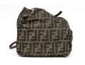 Fendi Fabric Small Logo Top Handle Bag, Leather Strap