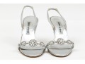 Manolo Blahnik Beautiful Bedazzled Silver Metallic Sandals, Size 38