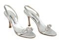 Manolo Blahnik Beautiful Bedazzled Silver Metallic Sandals, Size 38
