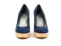 Stuart Weitzman Beautiful Blue Suede Platform Cork Wedge, Size 8 M
