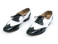 Salvatore Ferragamo Classic Black And White Leather Wing Tip Saddle Shoes, Size 36 1/2