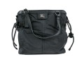 Burberry Black Nylon Top Handle Bag, Plaid Lining