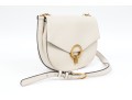 Sandro Contemporary Ivory Leather Flap Shoulder Bag, Chain Decorated Strap
